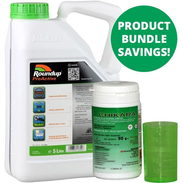 Roundup ProActive 5L + Chikara 50g – Long Lasting & Glyphosate Bundle 1 Roundup ProActive 5L + Chikara 50g – Long Lasting & Glyphosate Bundle